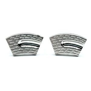 Vintage Anson Silver Tone Brushed Finish Cufflinks Wave Modern 1"